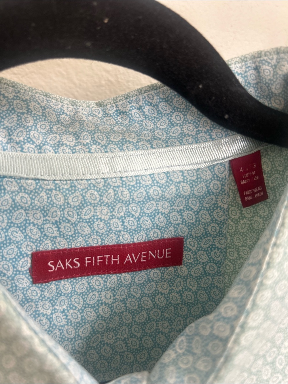Saks Fifth Avenue Light Blue Paisley Button-Up Shirt XL